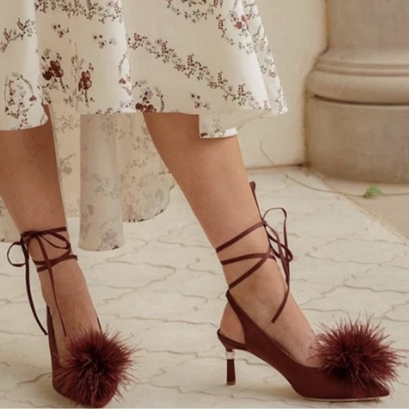 Antonio Melani x Nicola Bathie Claire Feather Ankle Wrap Heels - Picture 3 of 13